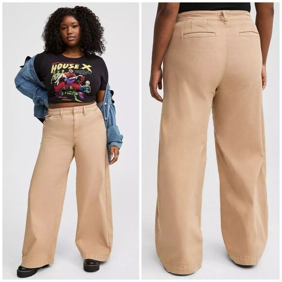 Torrid Wide Leg High Rise Chino Pants Women’s Plus Size 24 R - Picture 1 of 12